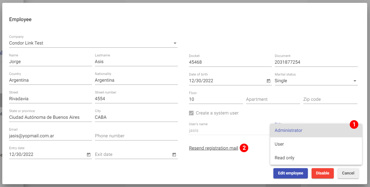Activation of users and configuration