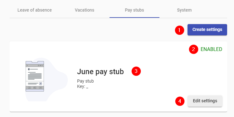 Pay stubs settings